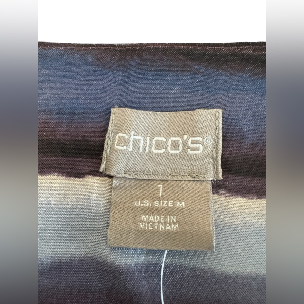 Chico's Shantung Topper Jacket Blue Multi Size 1 Medium NWT - Picture 8 of 14